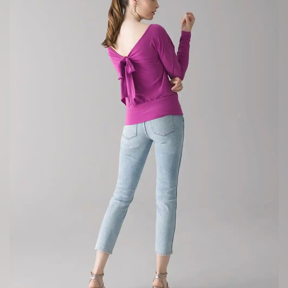 WHBM TIE BACK VIOLET JERSEY TOP - Picture 4 of 4